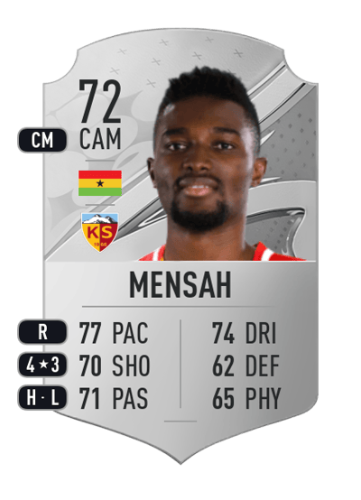 Bernard Mensah Rare 72 OVR