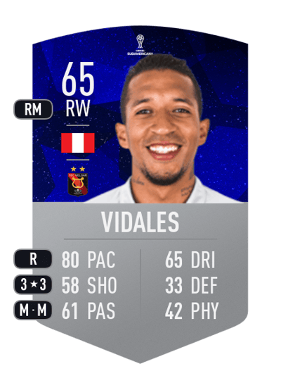 Johnny Vidales CONMEBOL SUDAMERICANA 65 OVR