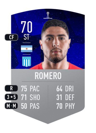 Maximiliano Romero CONMEBOL SUDAMERICANA 70 OVR
