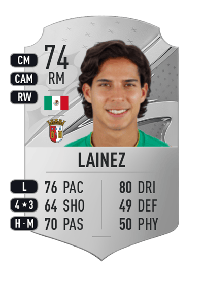 Diego Lainez Rare 74 OVR