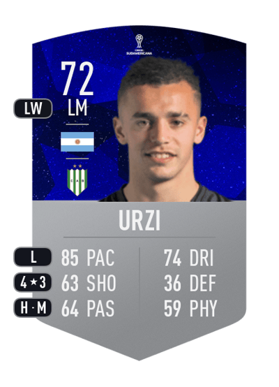 Agustín Urzi CONMEBOL SUDAMERICANA 72 OVR