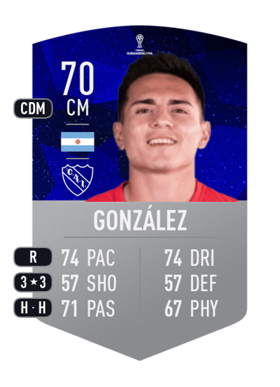 Lucas González CONMEBOL SUDAMERICANA 70 OVR