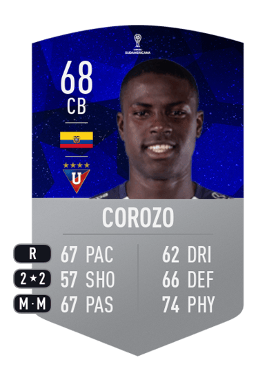 Moisés Corozo CONMEBOL SUDAMERICANA 68 OVR
