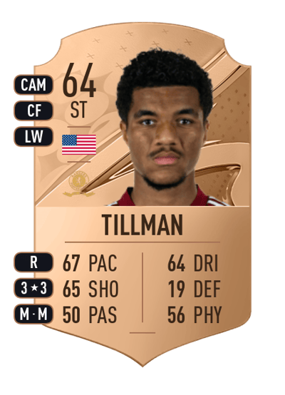 Malik Tillman Rare 64 OVR