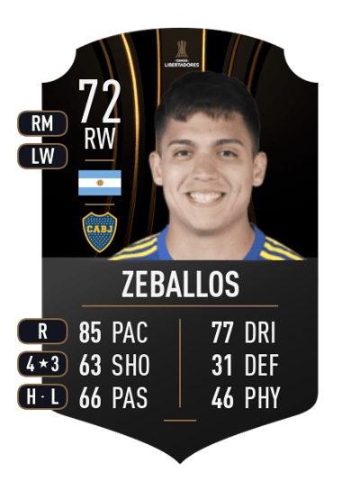 Exequiel Zeballos CONMEBOL LIBERTADORES 72 OVR