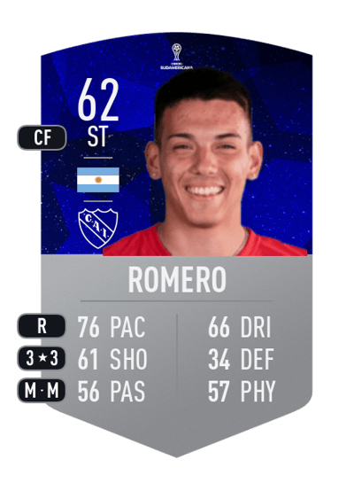 Julián Romero CONMEBOL SUDAMERICANA 62 OVR