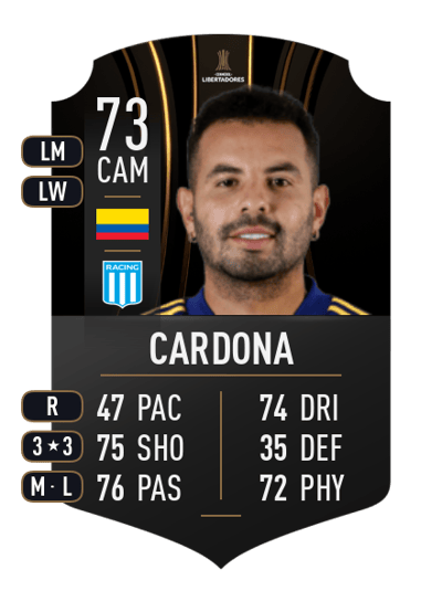 Edwin Cardona CONMEBOL LIBERTADORES 73 OVR