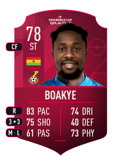 Richmond Boakye World Cup Player 78 OVR