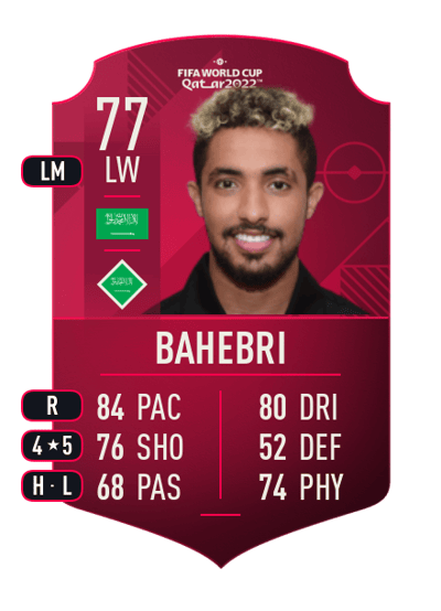 Hattan Bahebri World Cup Player 77 OVR
