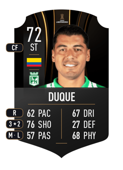 Jefferson Duque CONMEBOL LIBERTADORES 72 OVR