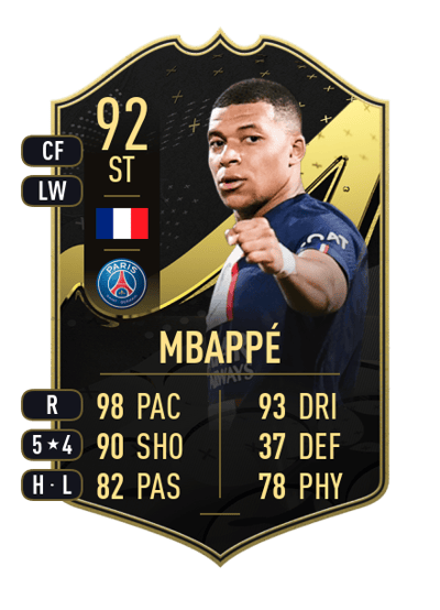 Kylian Mbappé Team of the Week 92 OVR