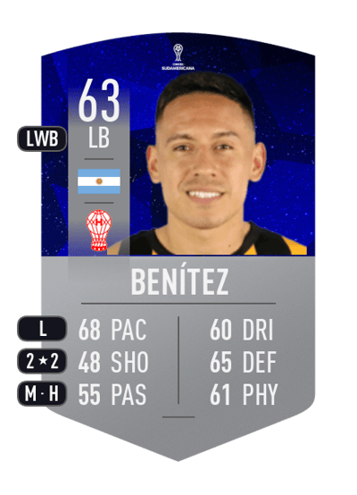 Guillermo Benítez CONMEBOL SUDAMERICANA 63 OVR
