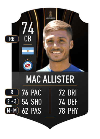 Kevin Mac Allister CONMEBOL LIBERTADORES 74 OVR