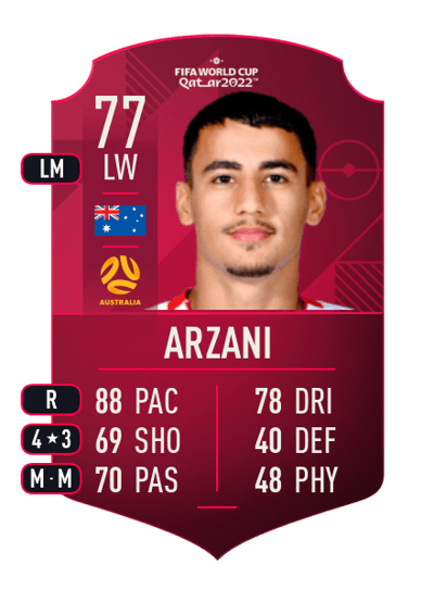 Daniel Arzani World Cup Player 77 OVR