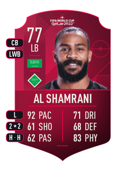 Hamdan Al Shamrani World Cup Player 77 OVR