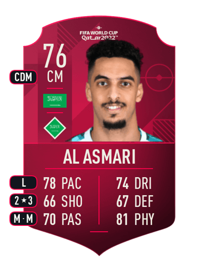 Ali Al Asmari World Cup Player 76 OVR
