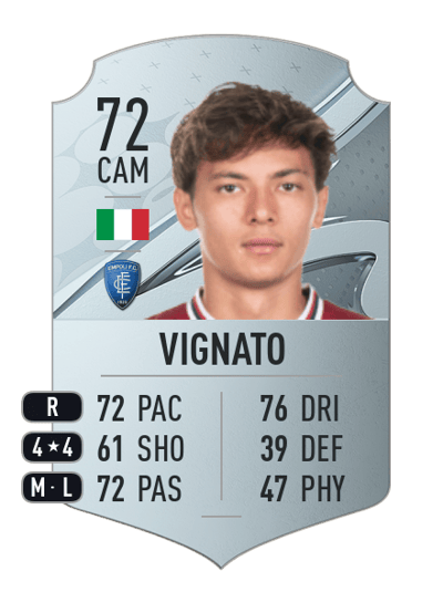 Emanuel Vignato Rare 72 OVR