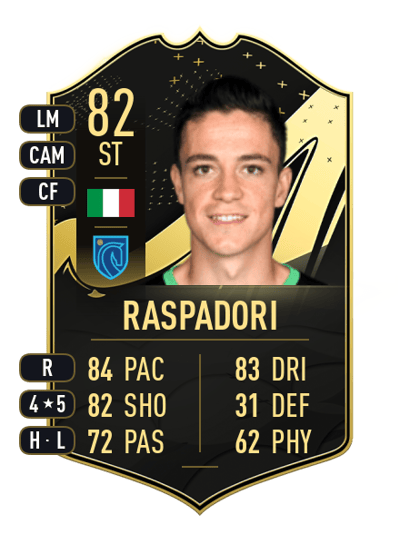 Giacomo Raspadori Team of the Week 82 OVR