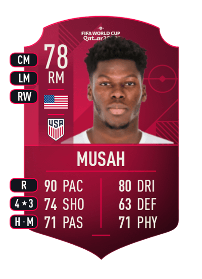 Yunus Musah World Cup Player 78 OVR