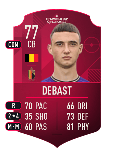 Zeno Debast World Cup Player 77 OVR