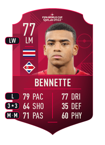 Jewison Bennette World Cup Player 77 OVR
