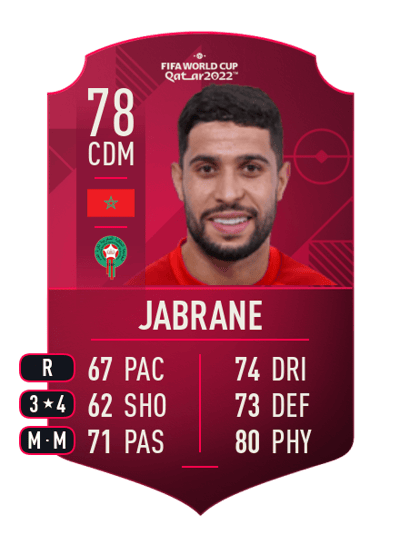 Yayha Jabrane World Cup Player 78 OVR