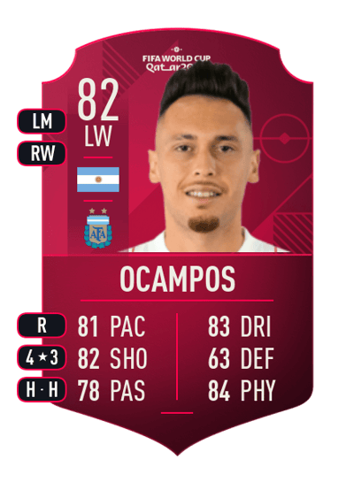 Lucas Ocampos World Cup Player 82 OVR