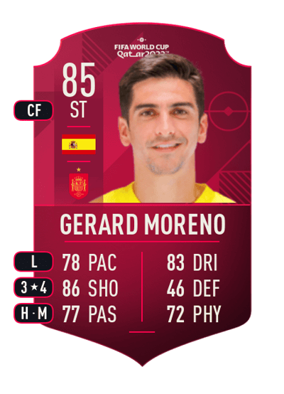 Gerard Moreno World Cup Player 85 OVR