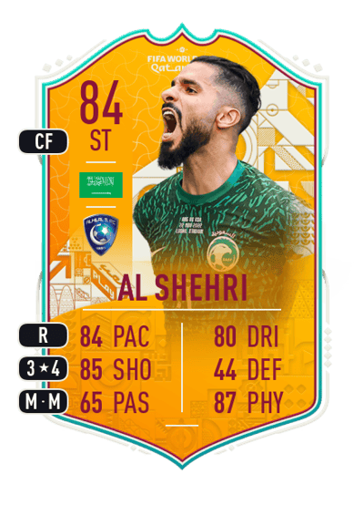 Saleh Al Shehri World Cup Stories 84 OVR