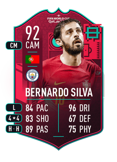 Bernardo Silva FIFA WC Path To Glory 92 OVR