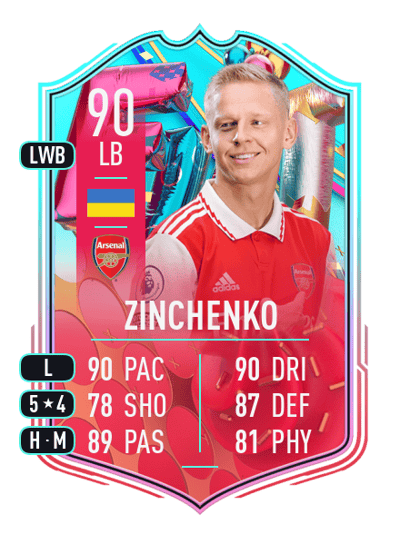 Oleksandr Zinchenko FUT Birthday 90 OVR