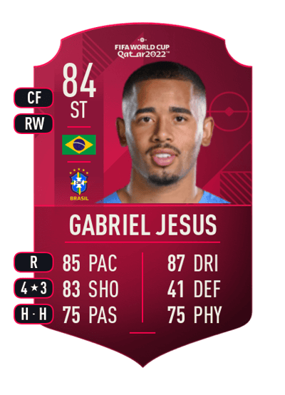Gabriel Jesus World Cup Player 84 OVR