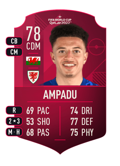 Ethan Ampadu World Cup Player 78 OVR