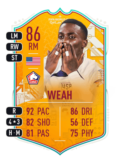 Timothy Weah World Cup Stories 86 OVR