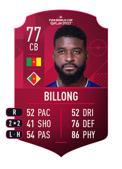 Jean-Claude Billong World Cup Player 77 OVR