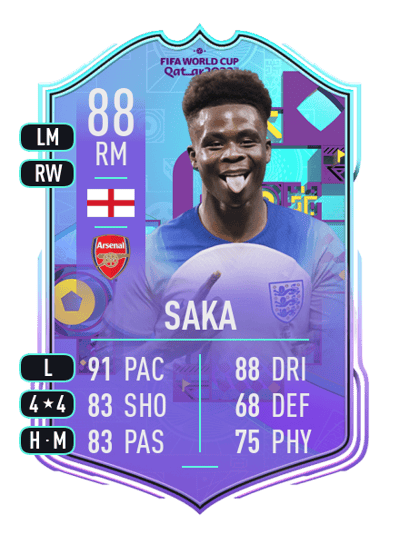 Bukayo Saka World Cup Phenoms 88 OVR