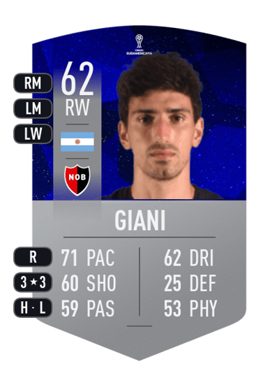 Justo Giani CONMEBOL SUDAMERICANA 62 OVR