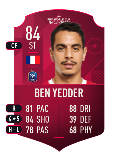 Wissam Ben Yedder World Cup Player 84 OVR