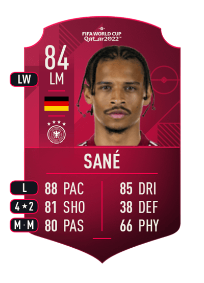 Leroy Sané World Cup Player 84 OVR