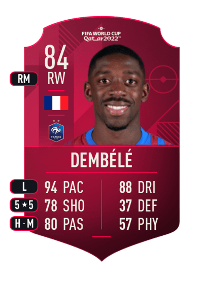 Ousmane Dembélé World Cup Player 84 OVR