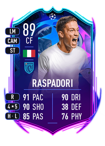 Giacomo Raspadori UCL ROAD TO THE FINAL 89 OVR
