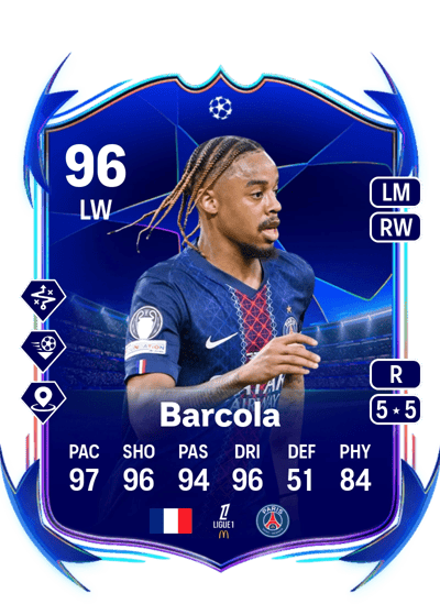 Bradley Barcola UEFA Champions League Road to the Final 96 OVR