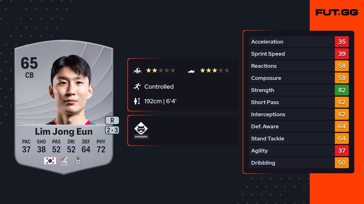Lim Formart Lim Jong Eun EA FC 26 Ratings, Prices & Cards - FUT.GG