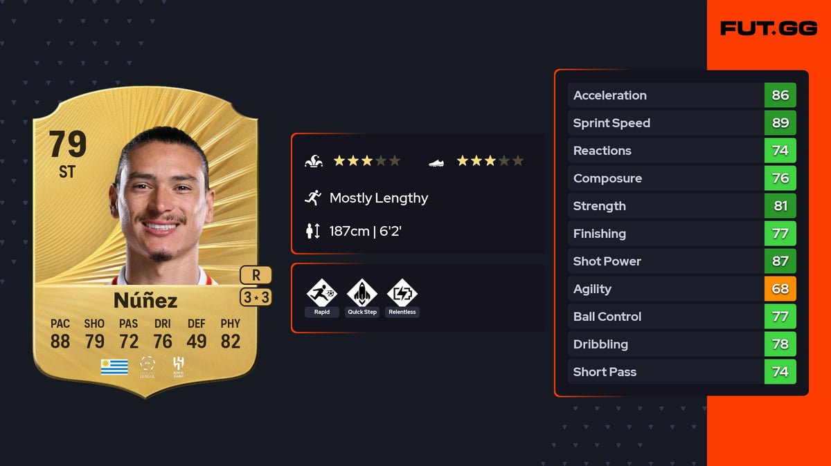 Darwin Núñez Rare 79 OVR ST - EA FC 26 - FUT.GG