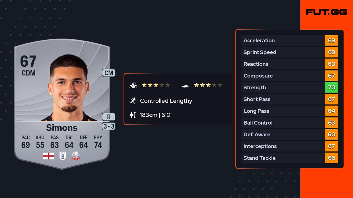 Xavier Simons Common 67 OVR CDM - EA FC 26 - FUT.GG