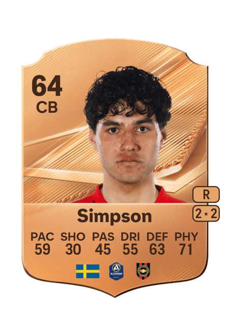 Carte de Jordan Simpson